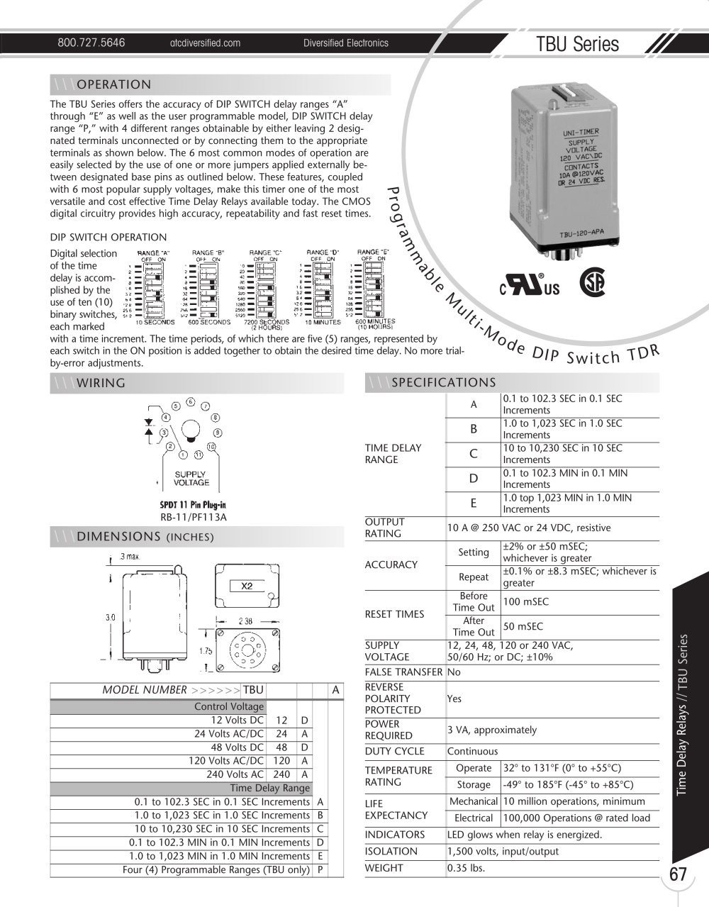 Marsh Bellofram Diversified Electronics Division TBU Series Programmable Multi-Mode DIP Switch TDR - Marsh Bellofram