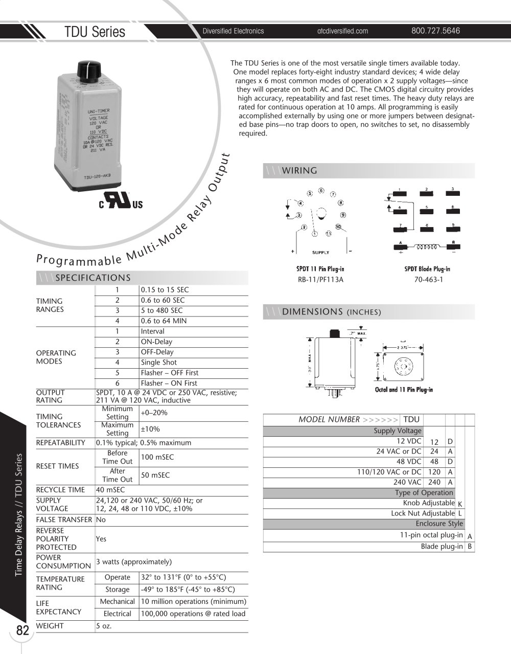 Marsh Bellofram Diversified Electronics Division TDU Series Programmable Multi-Mode Relay Output - Marsh Bellofram