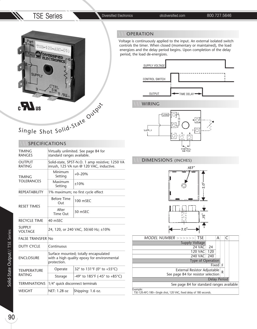 Marsh Bellofram Diversified Electronics Division TSE Series Single Shot Solid-State Output - Marsh Bellofram