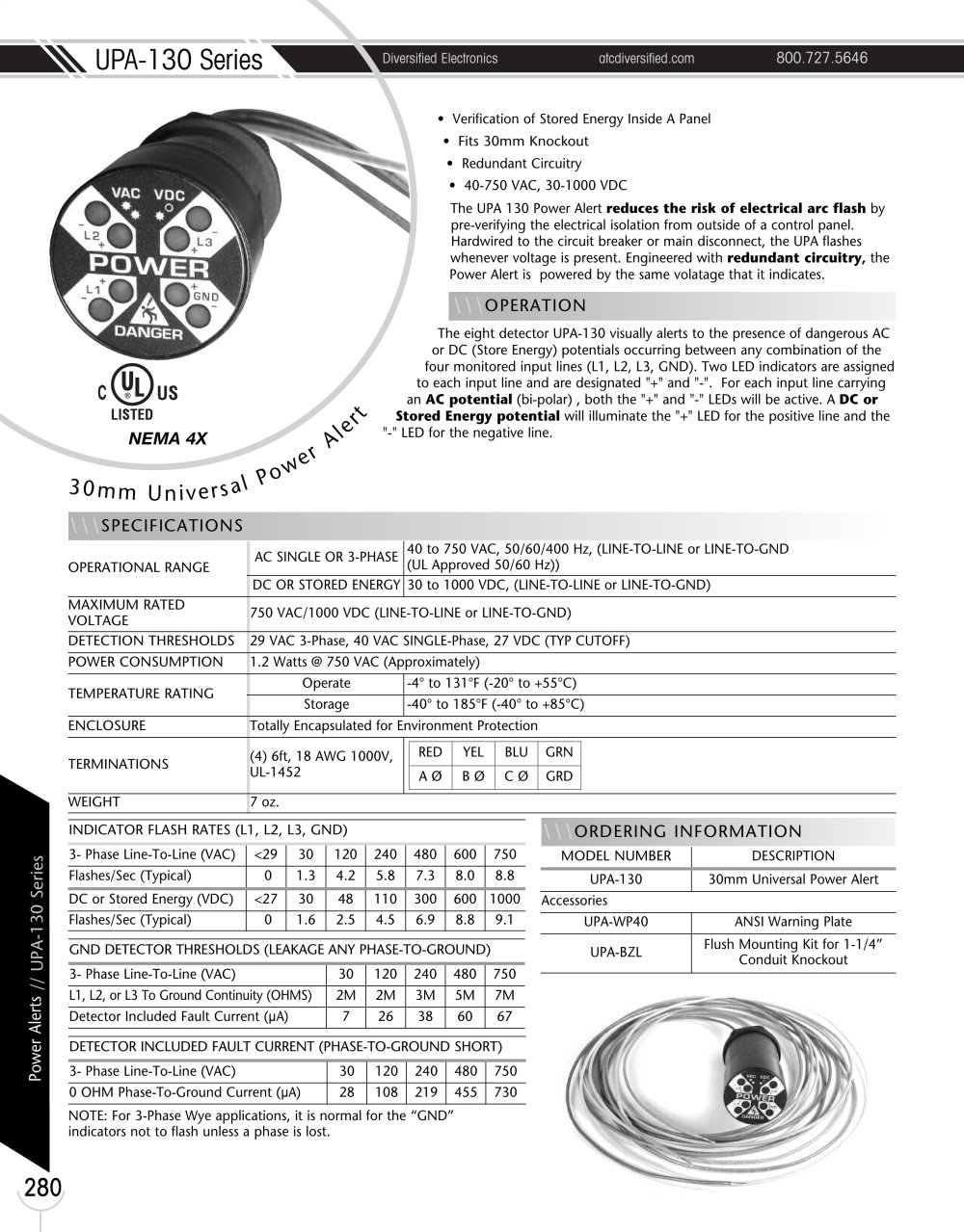 Marsh Bellofram Diversified Electronics Division UPA-130 Series 30mm Universal Power Alert - Marsh Bellofram