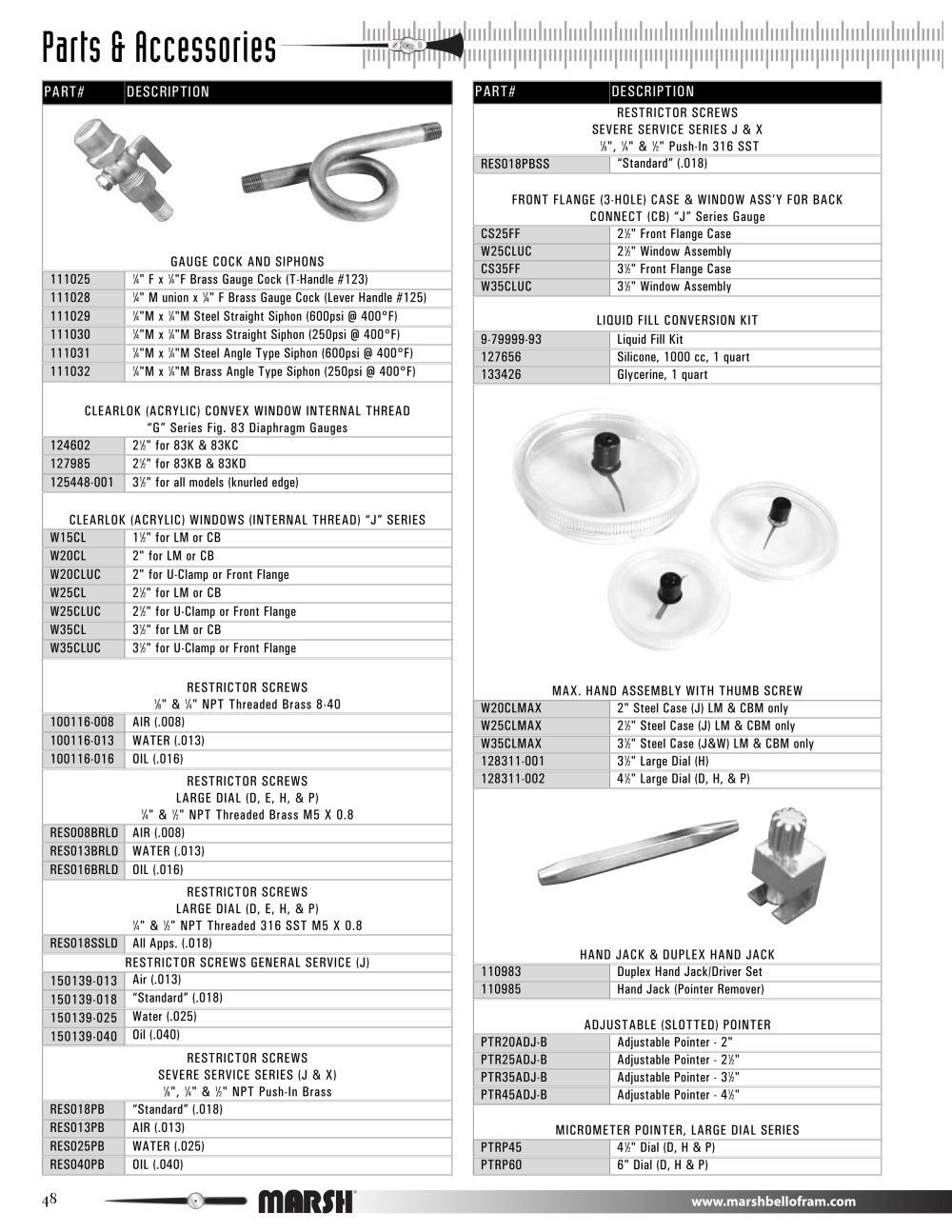 Marsh Bellofram - Marsh Division - Gauge Parts and Accessories - Marsh Bellofram
