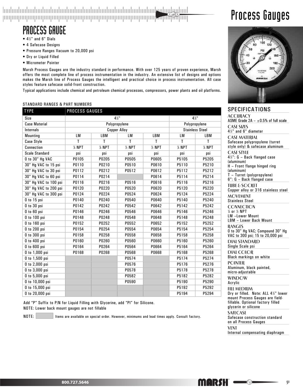 Marsh Bellofram - Marsh Division - Process Gauges - Marsh Bellofram