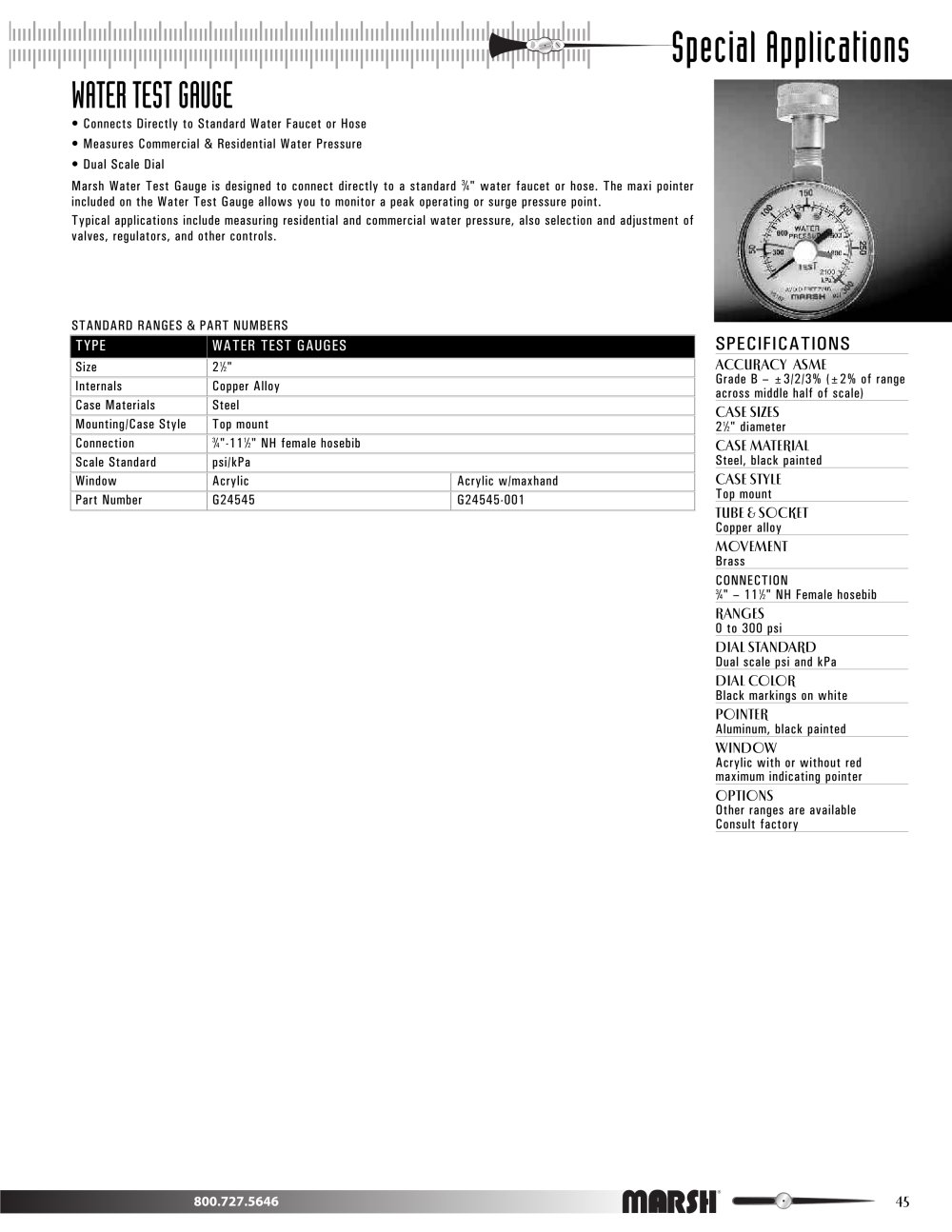 Marsh Bellofram - Marsh Division - Special Application Gauges - Marsh Bellofram