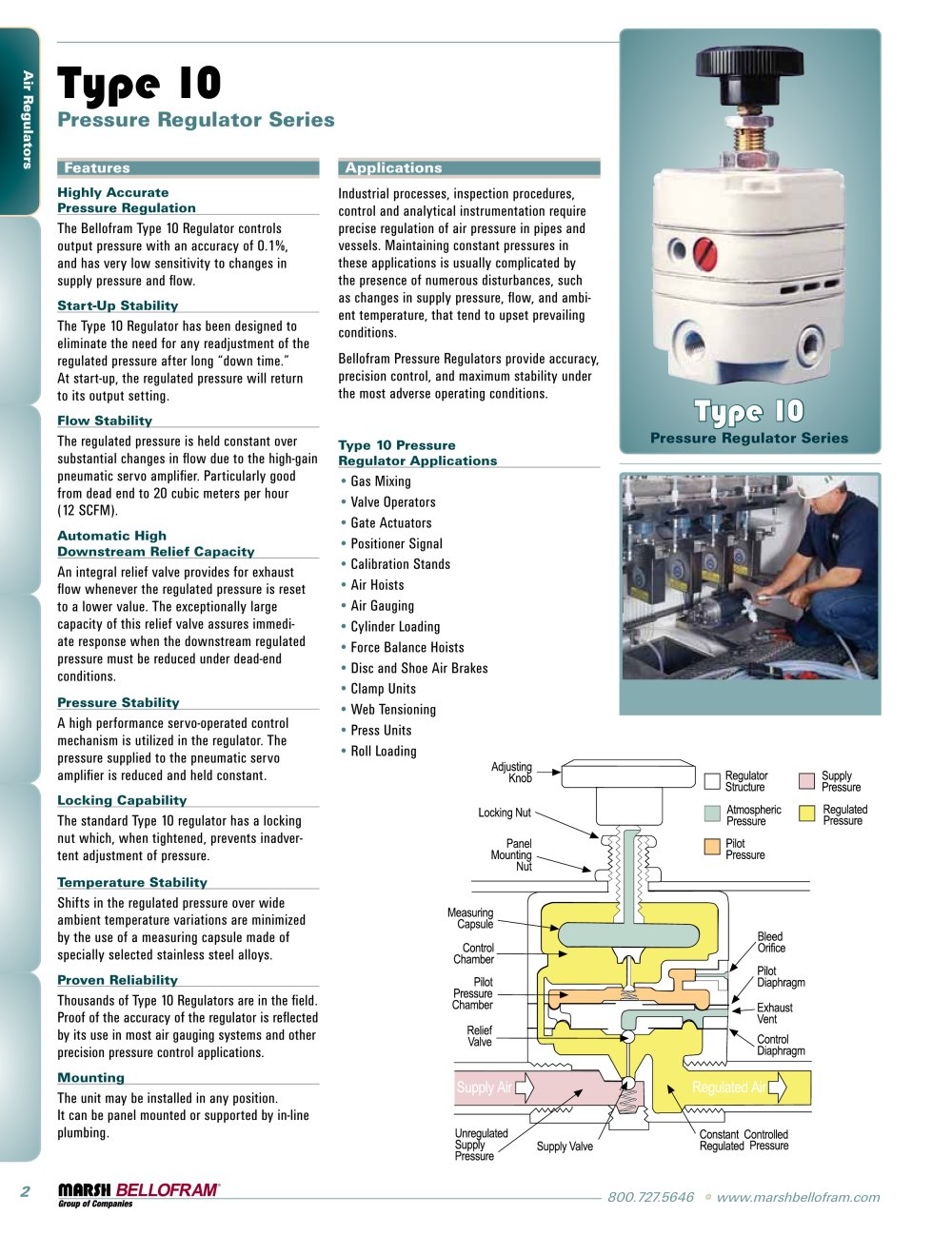 Marsh Bellofram PCD Division Type 10 Pressure Regulator Series - Marsh Bellofram