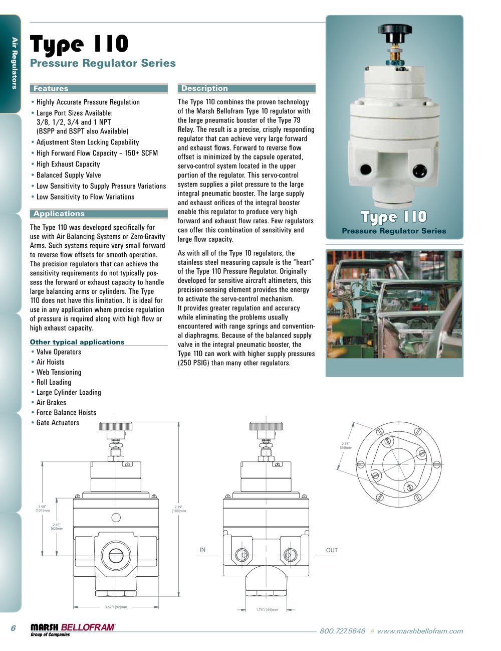 Marsh Bellofram PCD Division Type 110 Air Pressure Regulator Series - Marsh Bellofram
