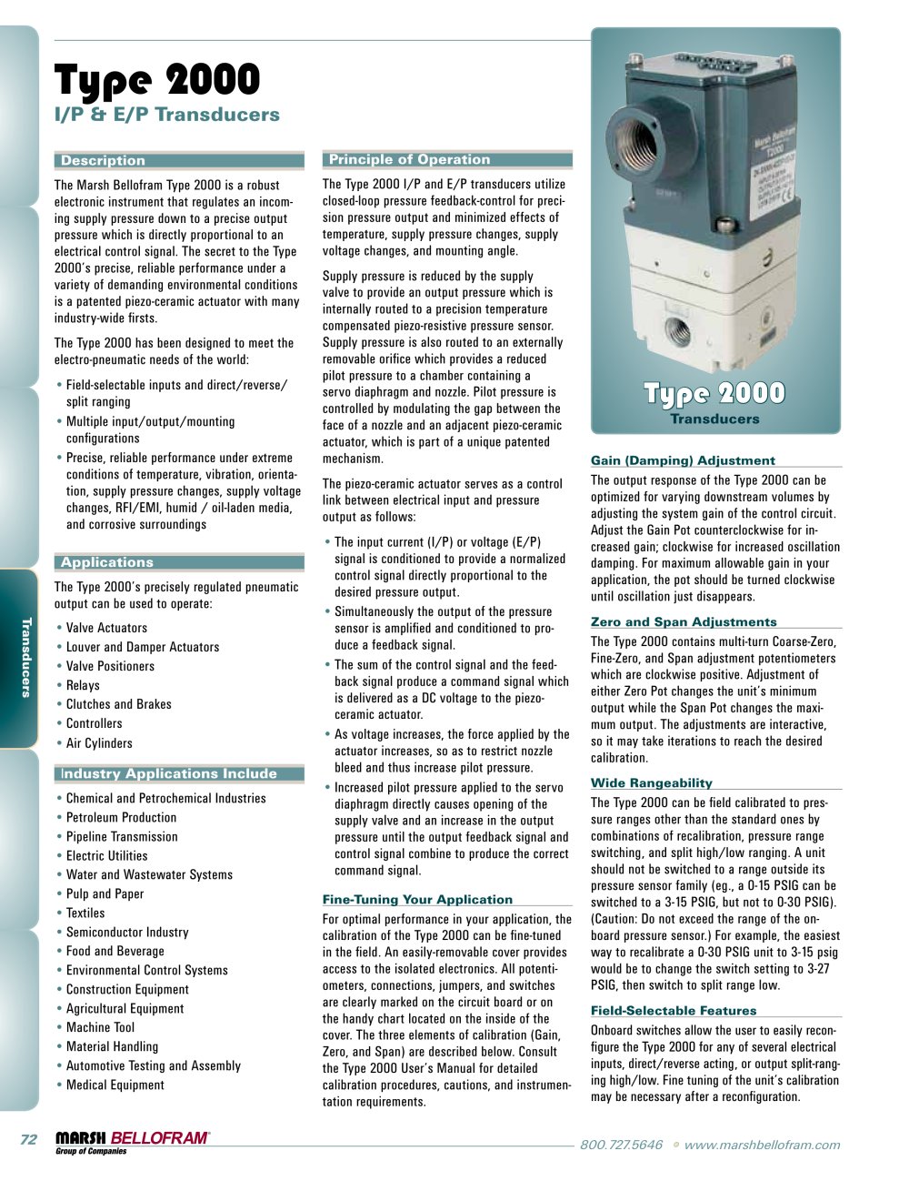 Marsh Bellofram PCD Division Type 2000 I/P & E/P Transducers - Marsh Bellofram