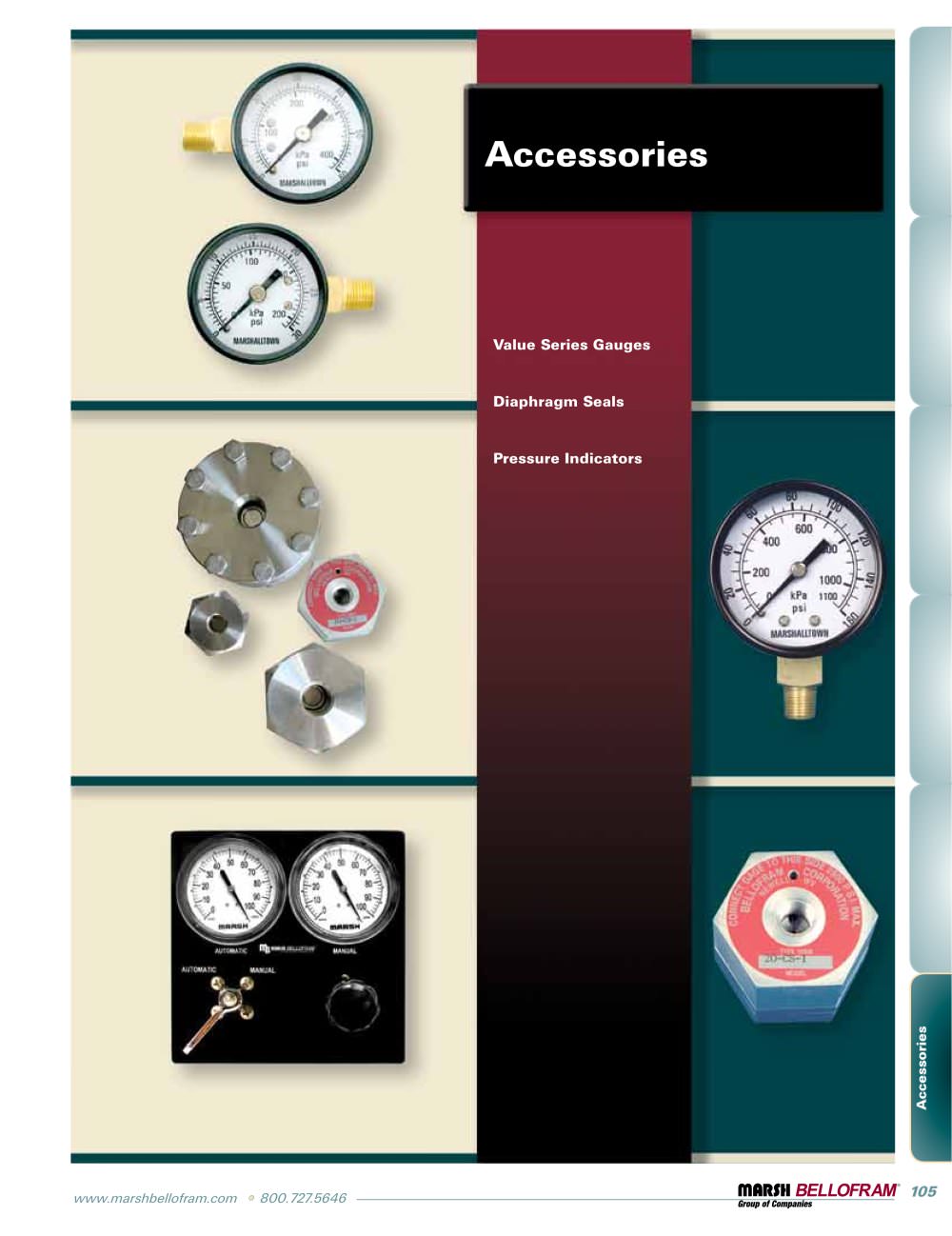 Marsh Bellofram PCD Division Value Series Gauges, Diaphragm Seals, Pressure Indicators - Marsh Bellofram