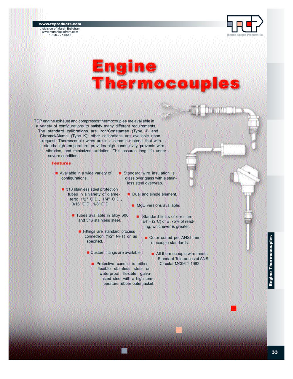 Marsh Bellofram Thermo-Couple Products Division Engine Thermocouples - Marsh Bellofram