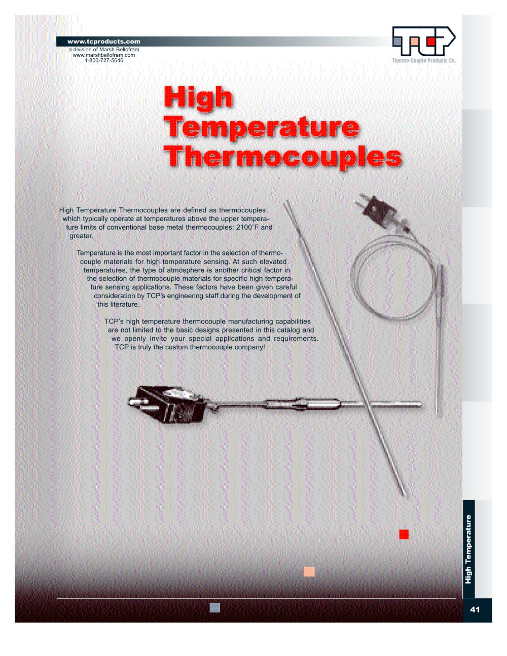 Marsh Bellofram Thermo-Couple Products Division High Temperature Thermocouples - Marsh Bellofram