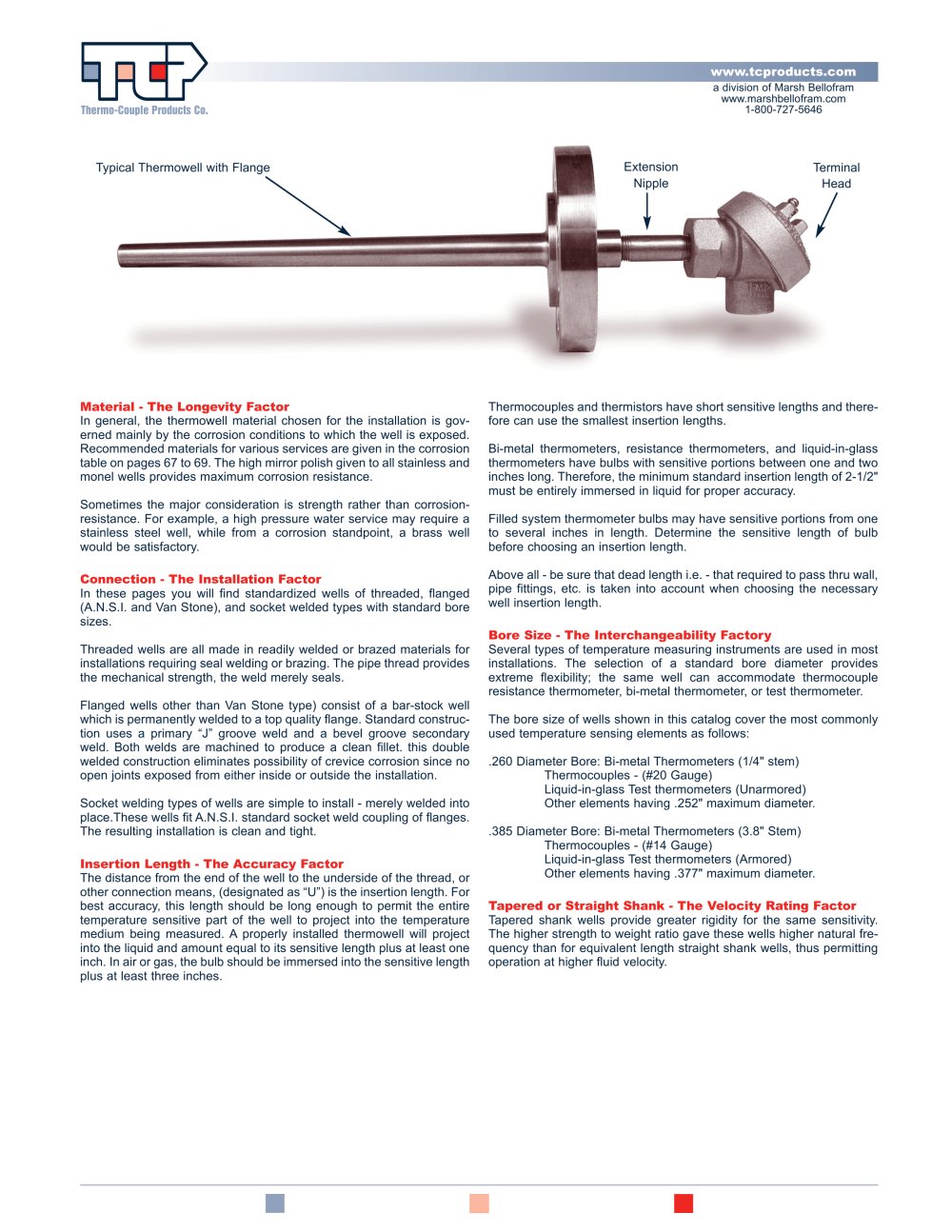 Marsh Bellofram Thermo-Couple Products Division Thermowells Overview Sheet - Marsh Bellofram