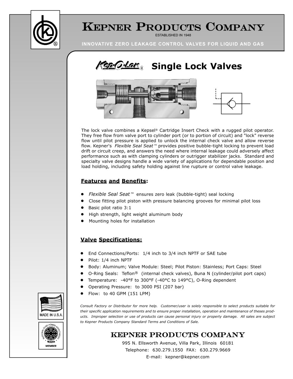 Single Lock Valves - KEPNER