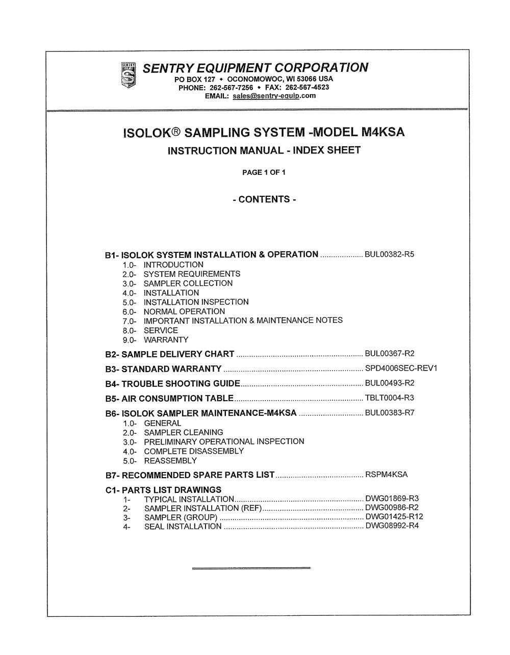 Sentry Equipment - 98899, 14302
