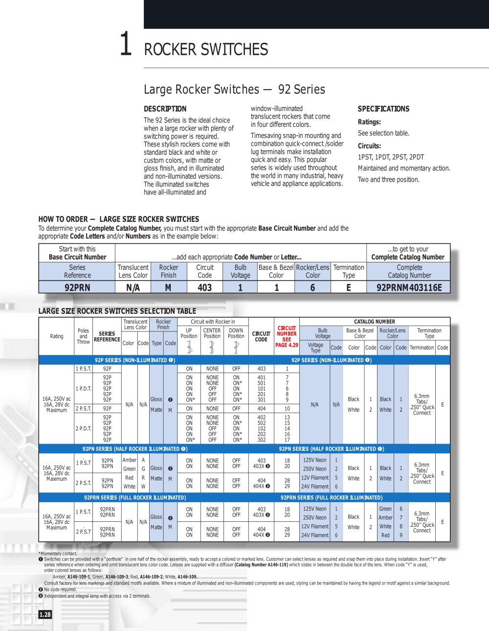 Larger Rocker Switches - 92 Series - Eaton Commercial Controls
