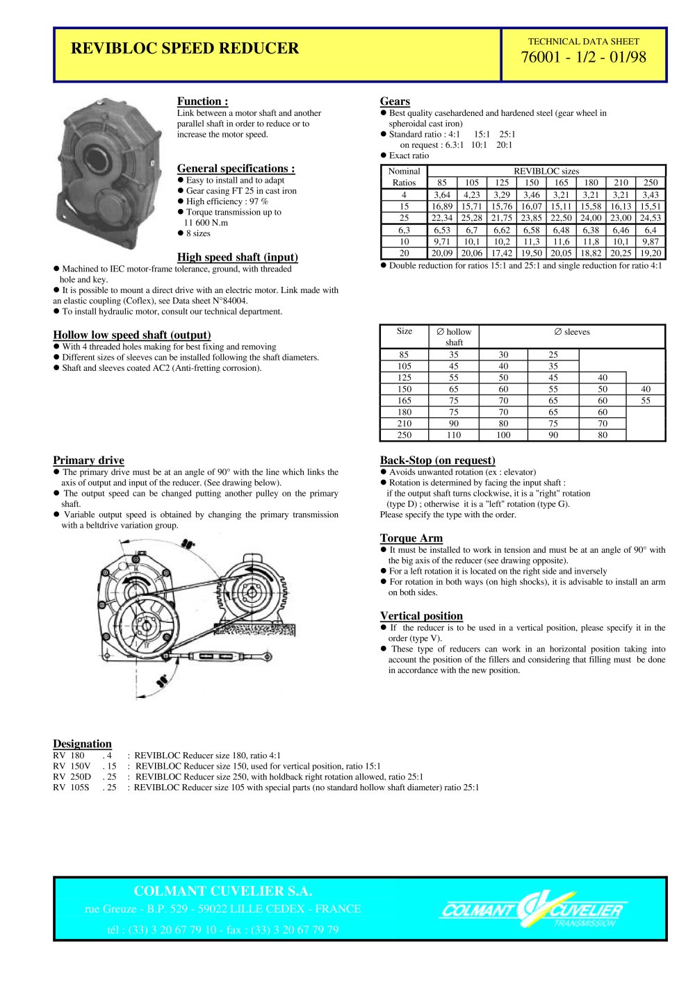 Pendular speed reducer REVIBLOC - COLMANT CUVELIER