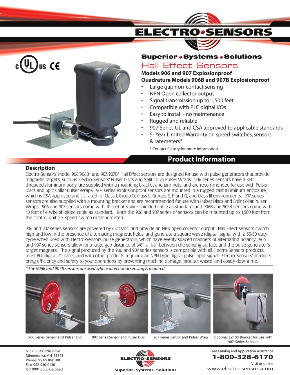 Sensors - 907 XP Hall-effect - Electro-Sensors
