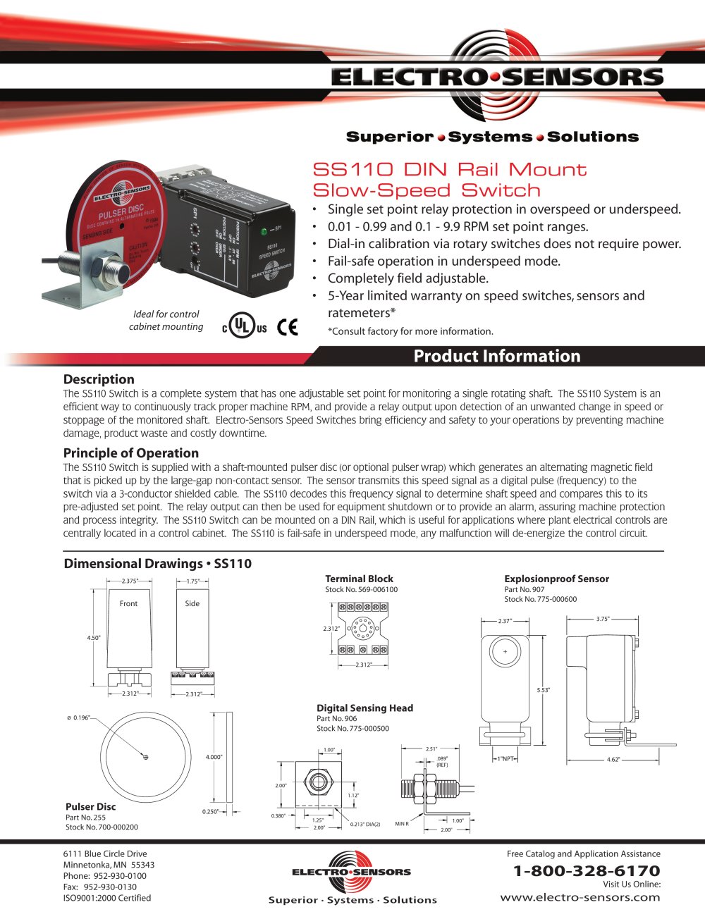 Speed Switches - SS110 - Electro-Sensors