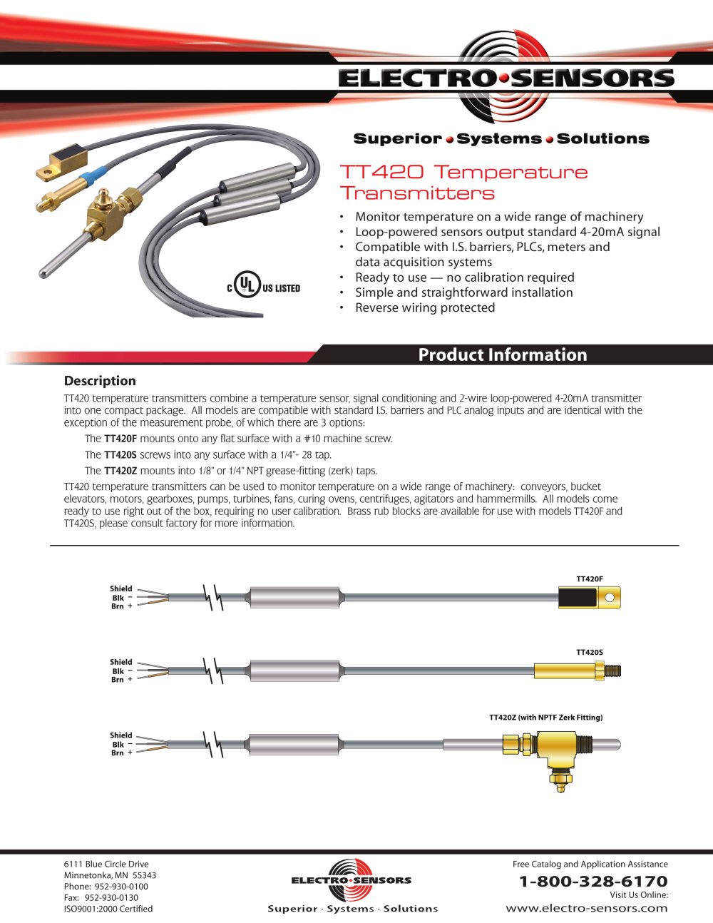 TT-420 Temperature Transmitters - Electro-Sensors