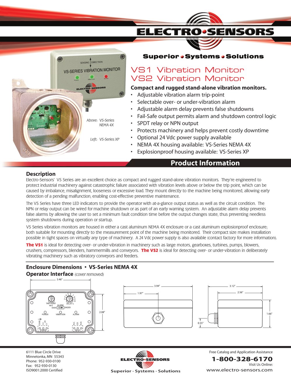 Vibration Monitors - VS-1 - Electro-Sensors