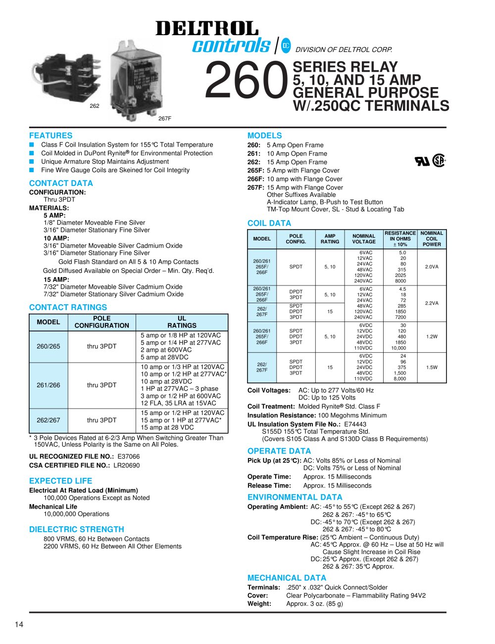 260 SERIES RELAY - GENERAL PURPOSE - Deltrol Controls