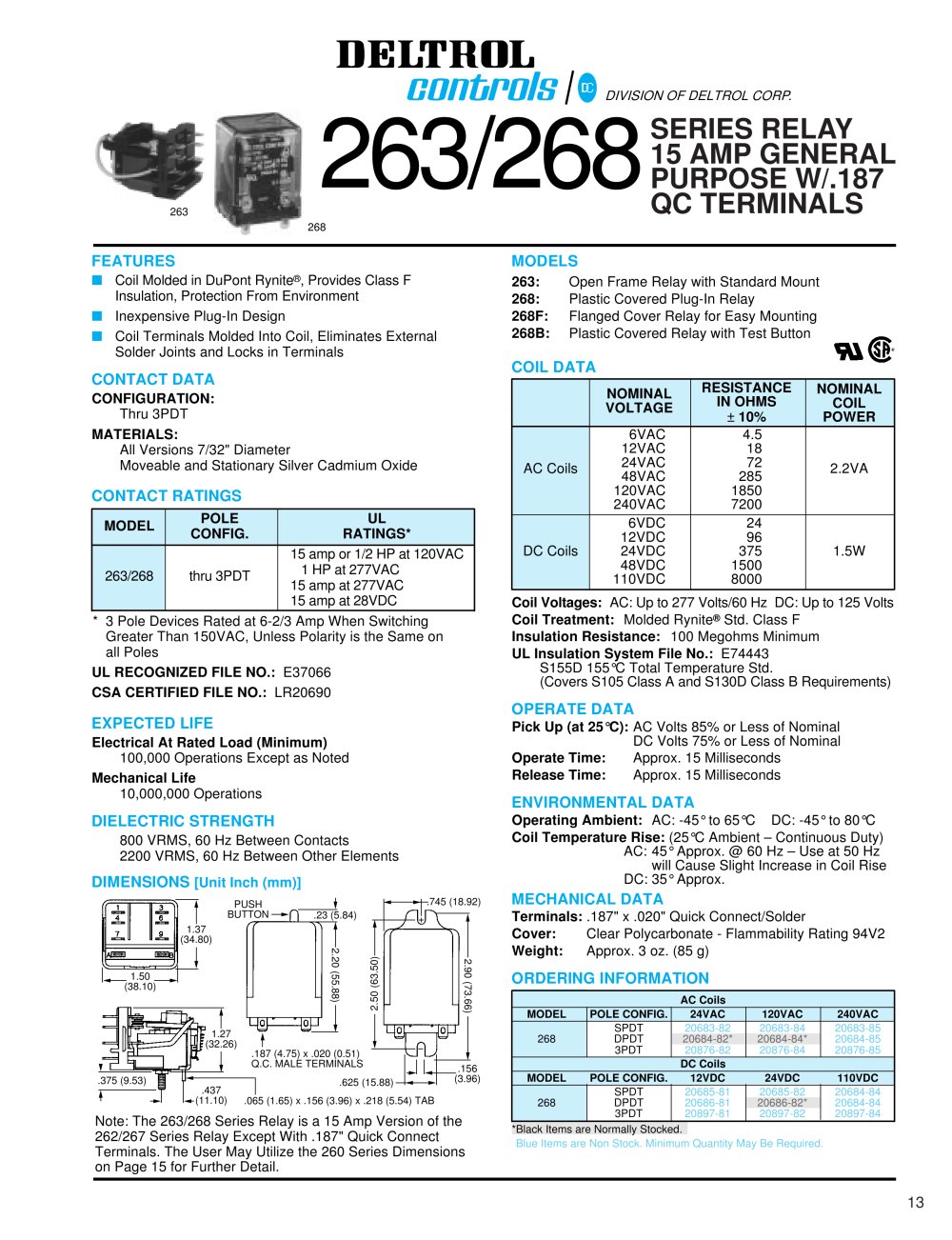 263/268  SERIES RELAY - GENERAL PURPOSE - Deltrol Controls