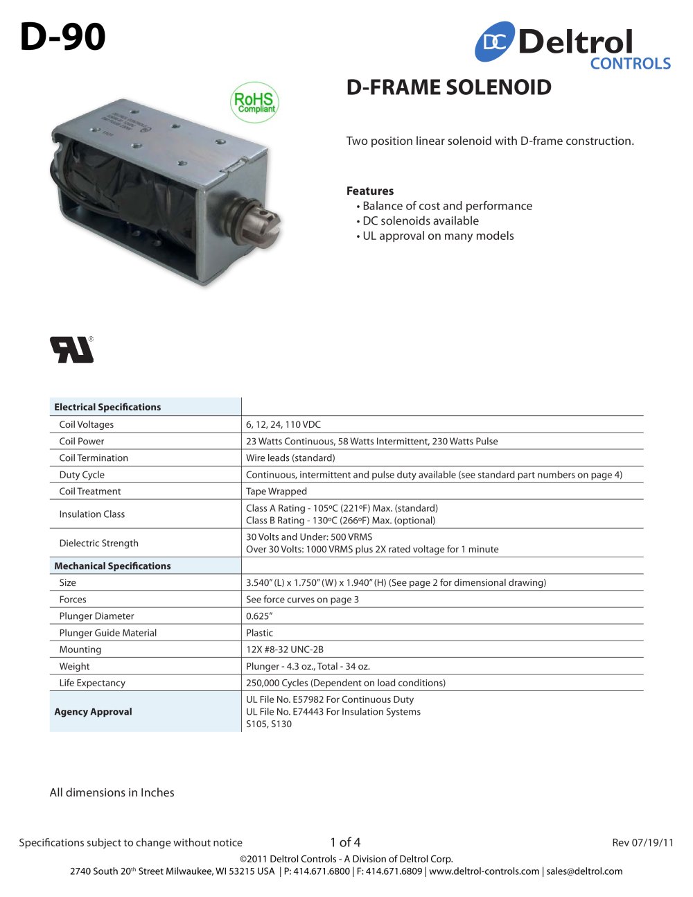 D-90 D-Frame Solenoid - Deltrol Controls