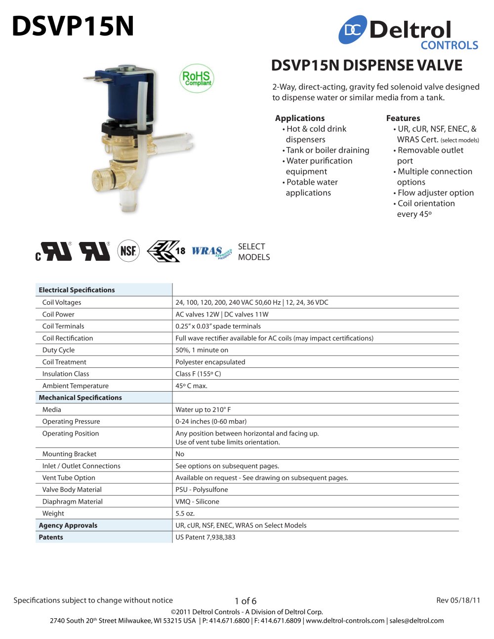 DSVP15N Dispense Valve - Deltrol Controls
