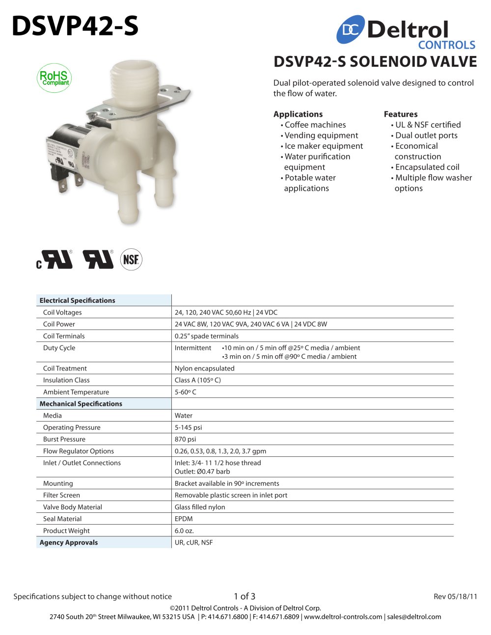 DSVP42-S Inlet Valve - Deltrol Controls