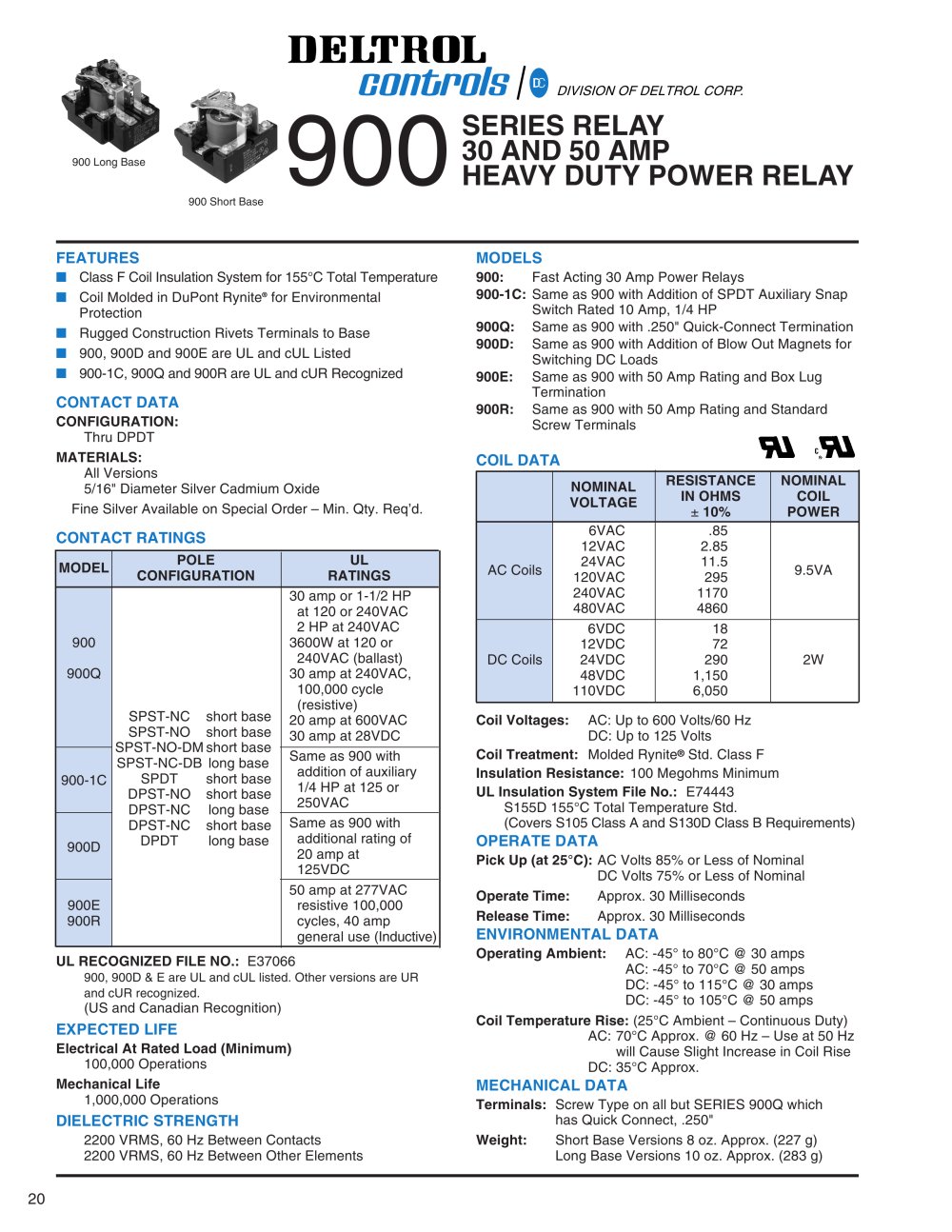 Power Relays 900 series - Deltrol Controls