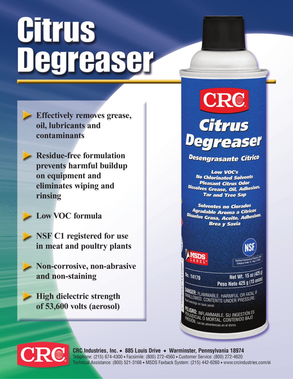 Citrus Degreaser Sell Sheet - CRC Industries