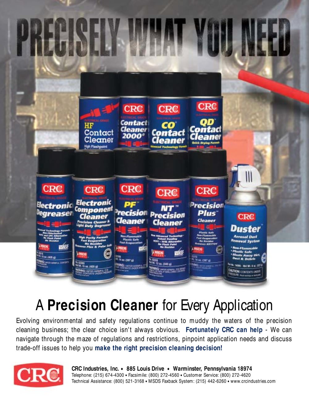 Electrical Precision Cleaners - CRC Industries
