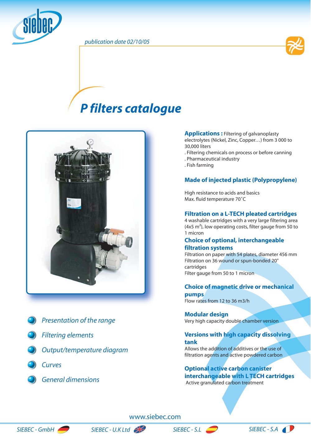Filters P50 to P52E - SIEBEC