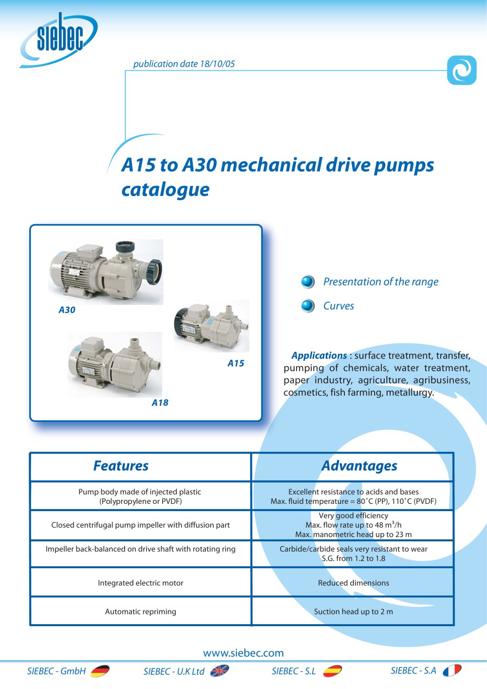 Pumps A15-A30 - SIEBEC