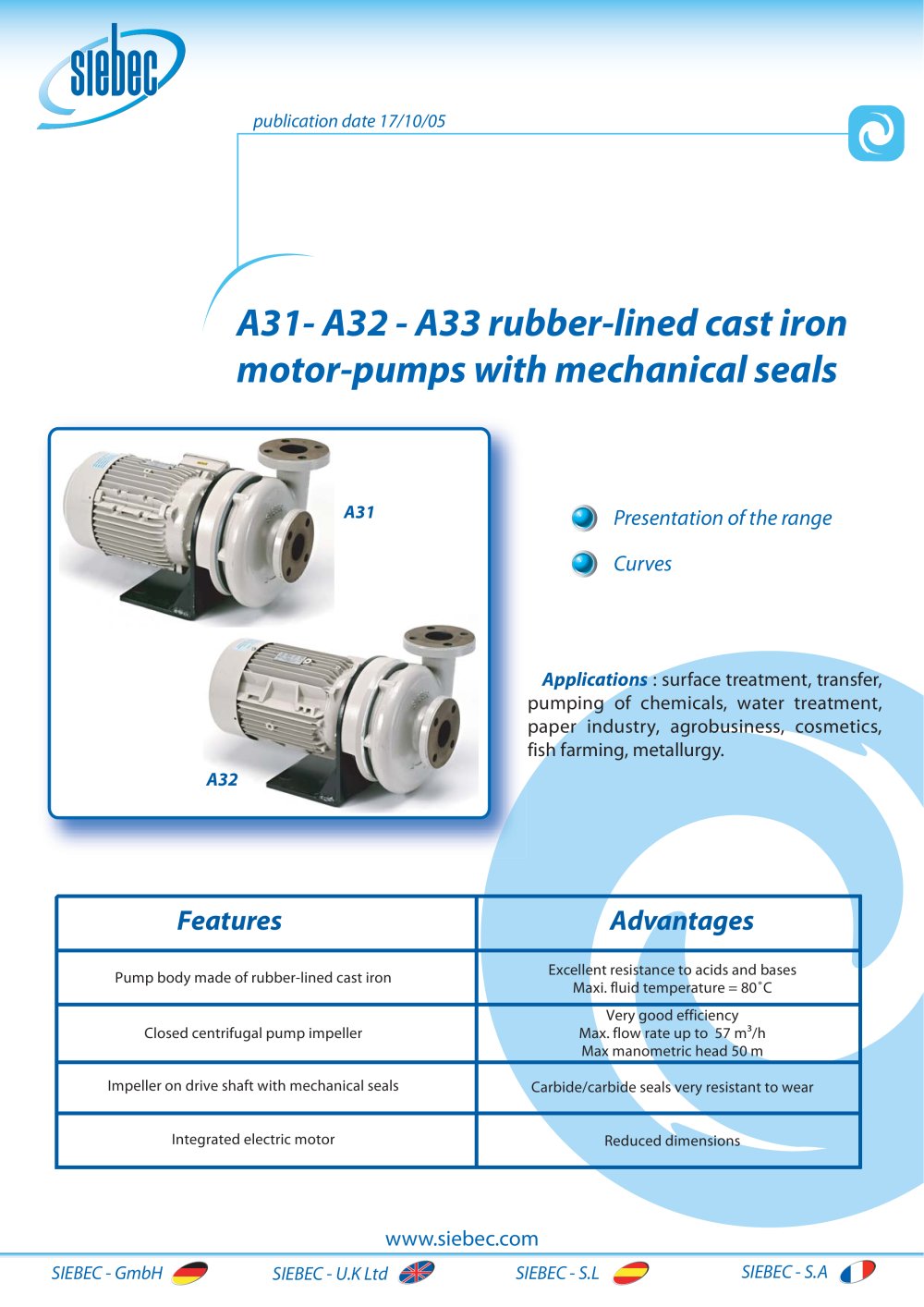 Pumps A31-A32-A33 - SIEBEC