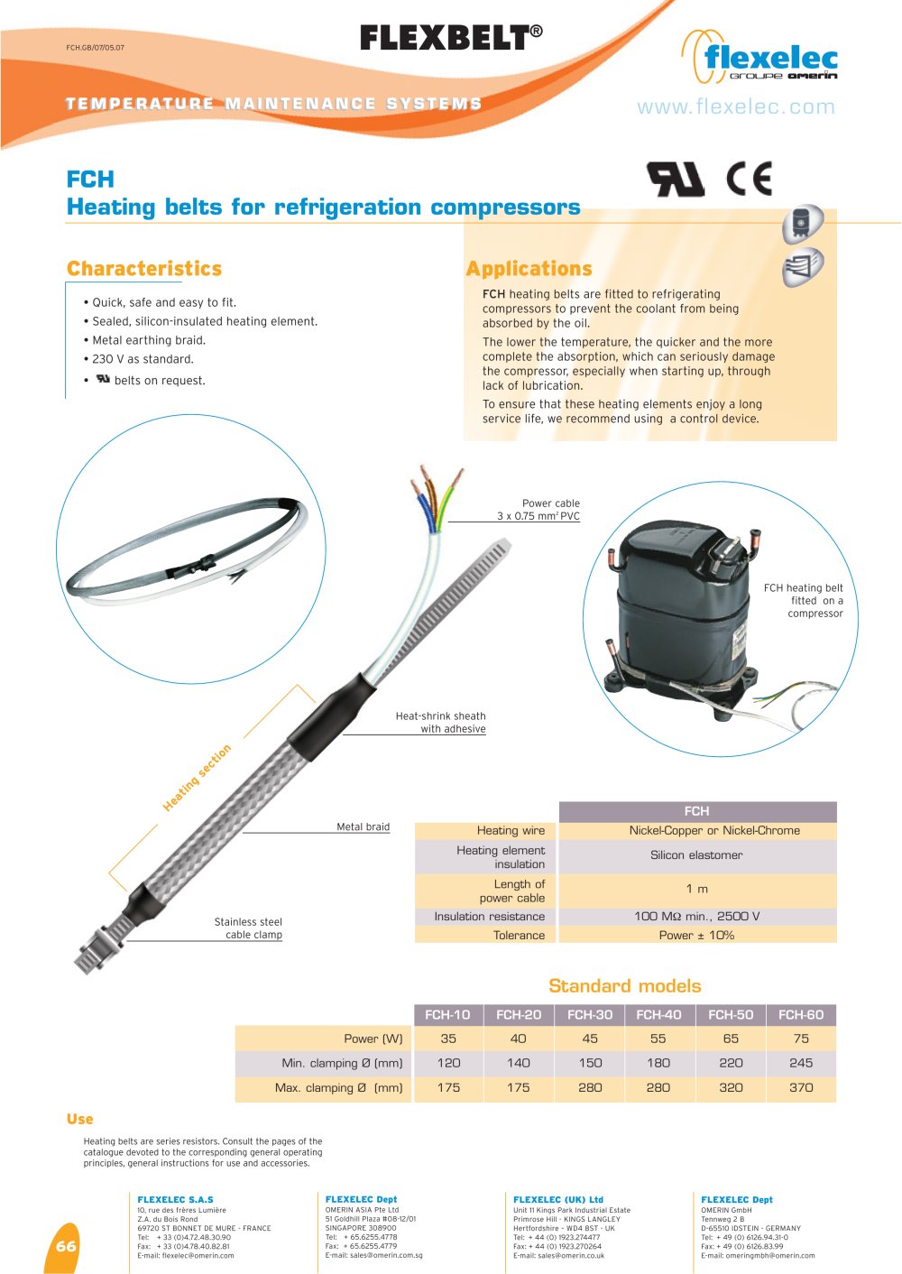 FLEXBELT - FCH - Heating belts for refrigeration compressors - OMERIN