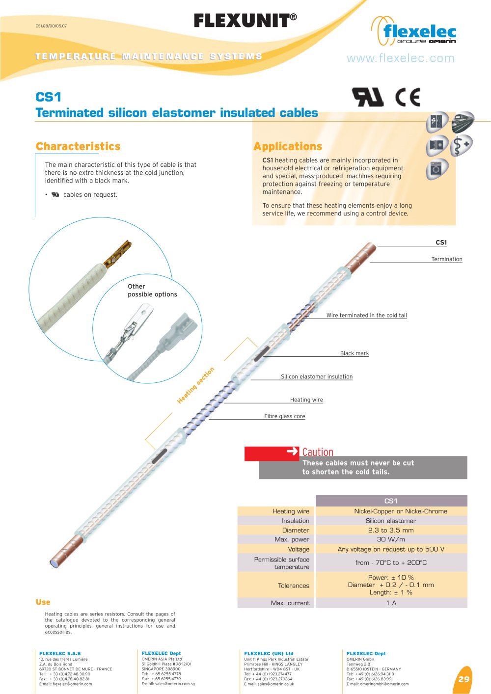 FLEXUNIT- CS1 Terminated silicon elastomer insulated cables - OMERIN
