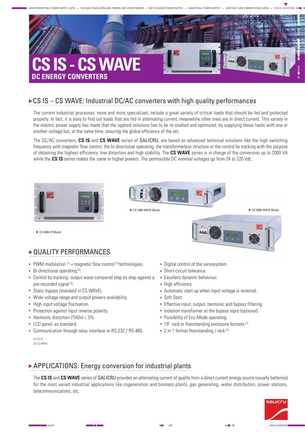 Product datasheet: CS IS - CS WAVE Series - SALICRU