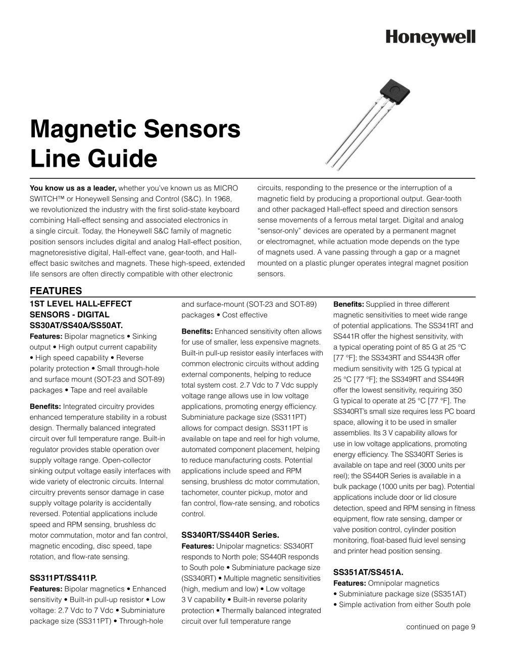 Magnetic Sensors Line Guide - Honeywell Sensing and Control