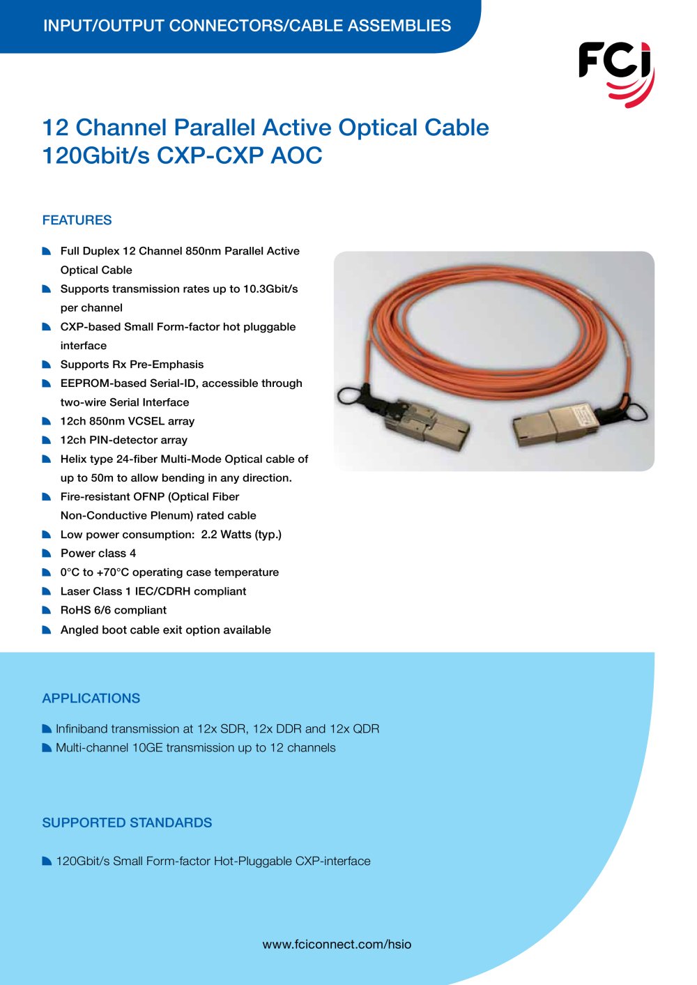 120Gbit/s CXP-CXP AOC - FCI