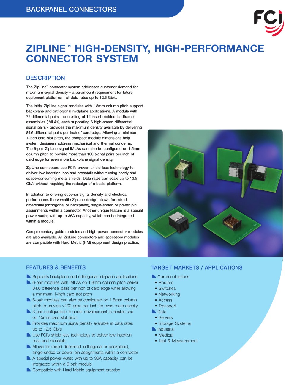 ZipLine&reg; High-Density, High-Performance Connectors - FCI