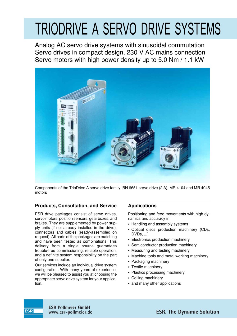 Analog servo drives: TrioDrive A servo drives - ESR Pollmeier