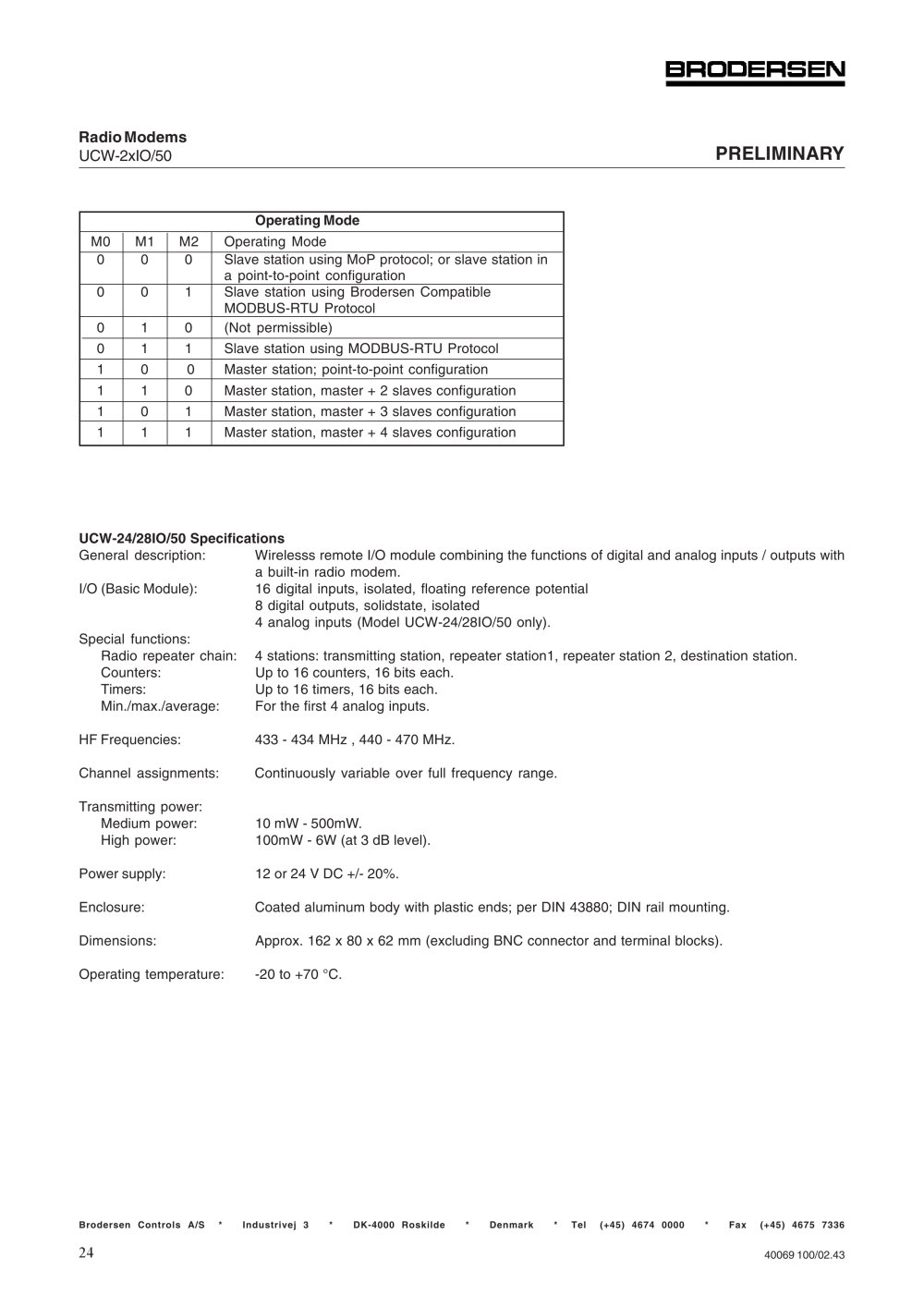 Brodersen Controls - 2241, 16641, 14668