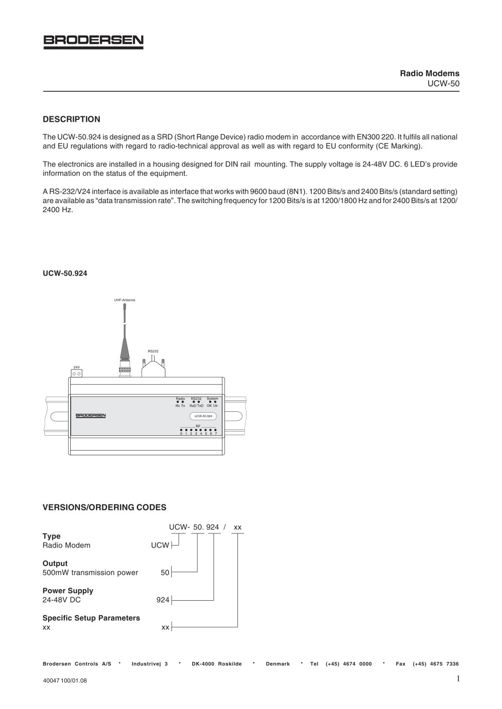 Data Radios Data Sheet - Brodersen Controls