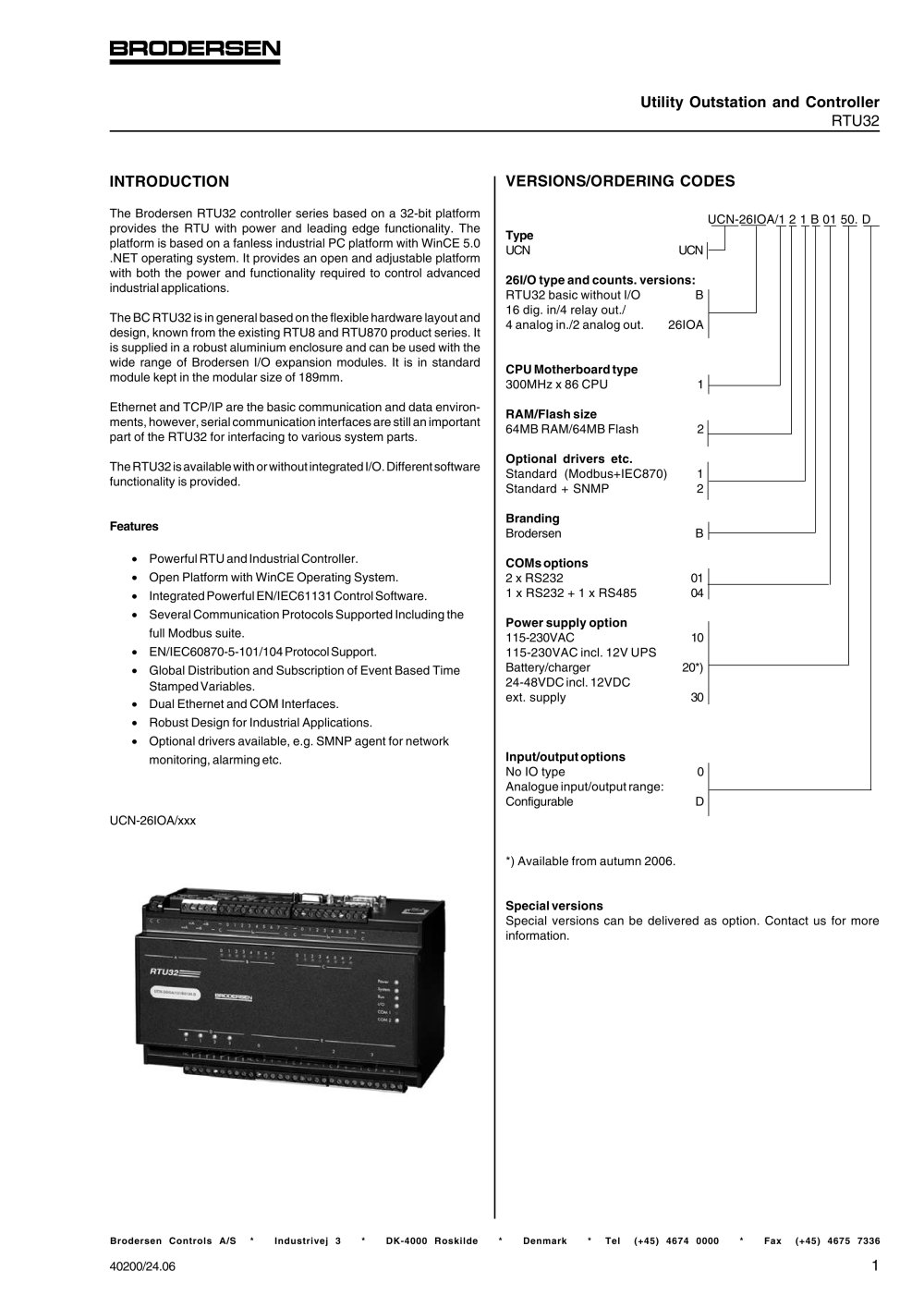 RTU32 Data sheet - Brodersen Controls