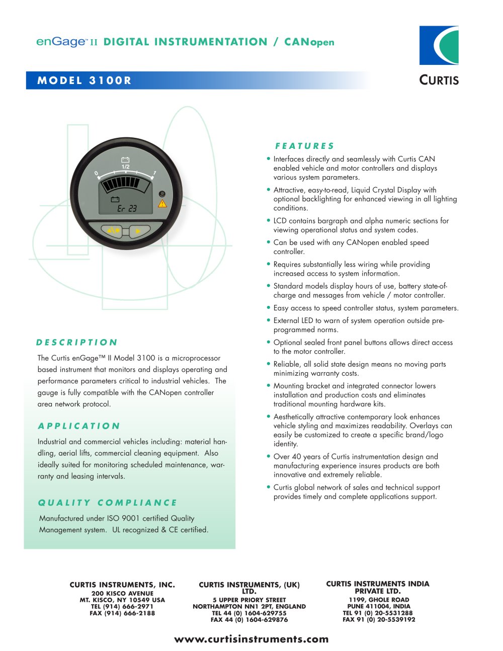 Instrumentation 3100 R CAN - Curtis Instruments