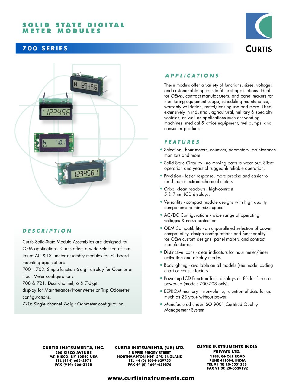 Instrumentation 700 Series Modules - Curtis Instruments