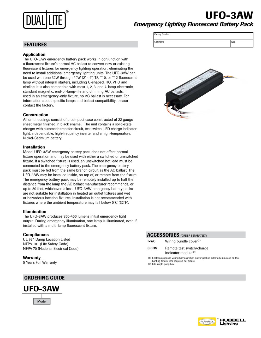 Lampak Ufo 3aw Specification Sheet Hubbell Industrial Lighting Lampak Ufo 3aw Specification Sheet 1 2 Pages