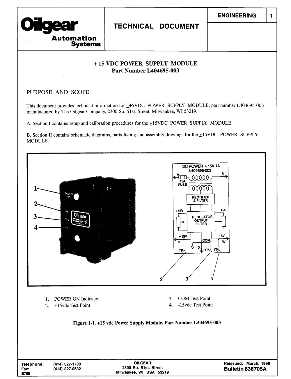 +/- 15 VDC Power Supply Module (L404695-003) - Oilgear