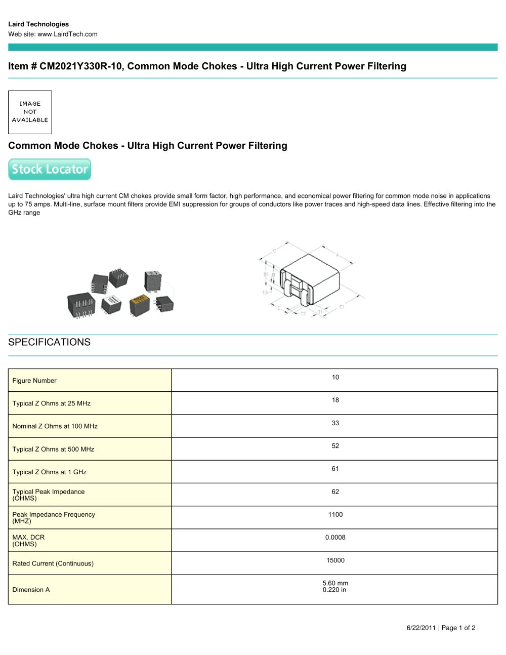 Common Mode Chokes - Ultra High Current Power Filtering - LAIRD TECHNOLOGIES
