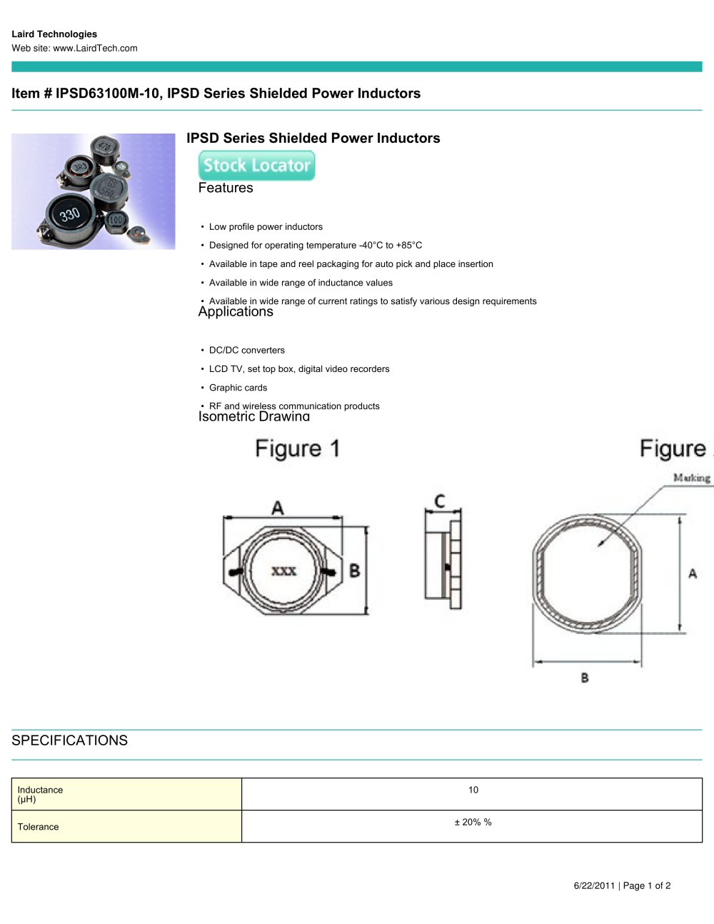 IPSD Series Shielded Power Inductors - LAIRD TECHNOLOGIES
