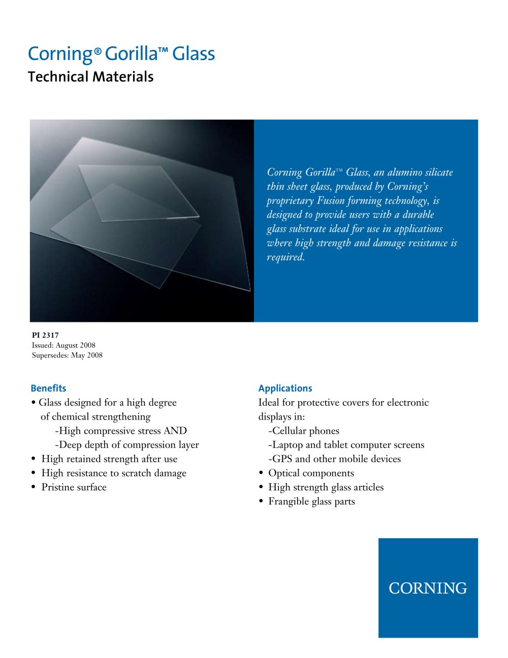 gorilla glass product information sheet corning pdf catalogue information sheet
